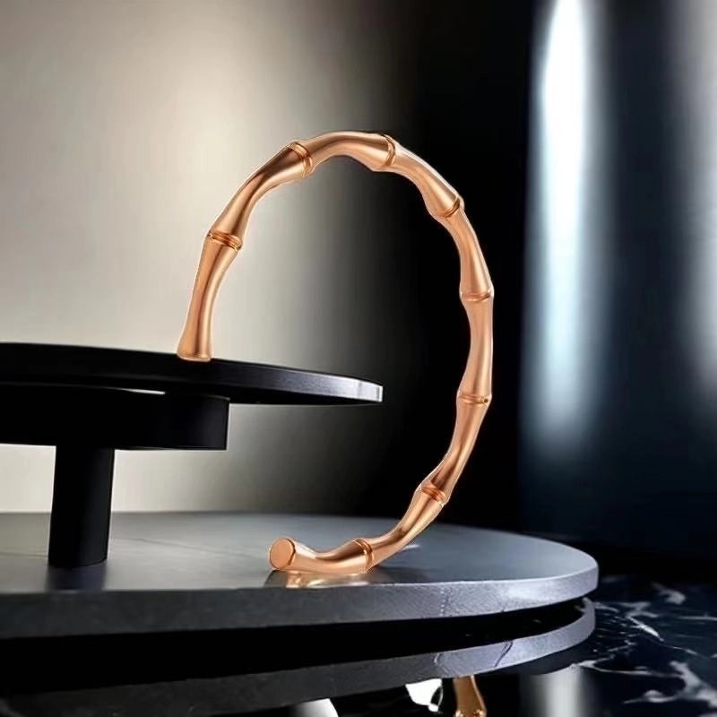 Retro Round Titanium Steel Inlay Zircon Bangle