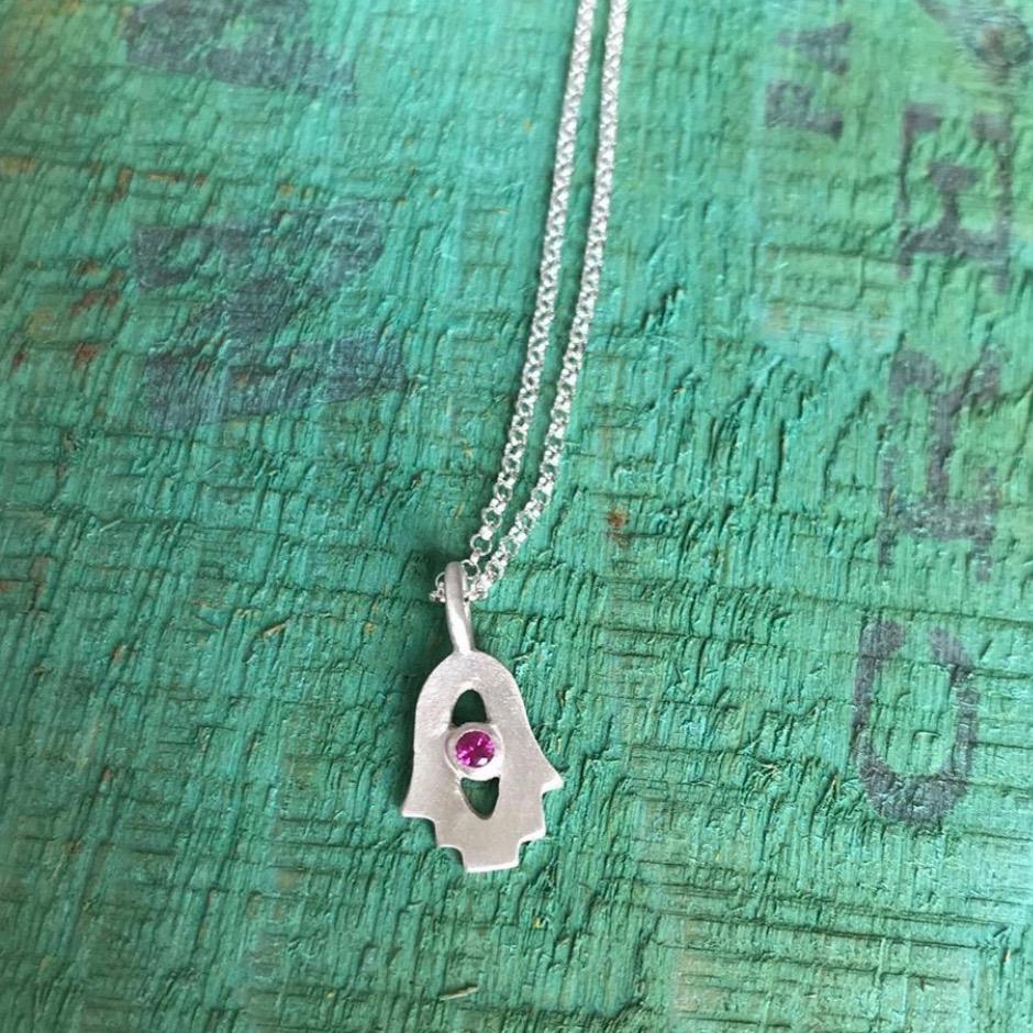 Tiny Hamsa Amulet  - Choice of Gem