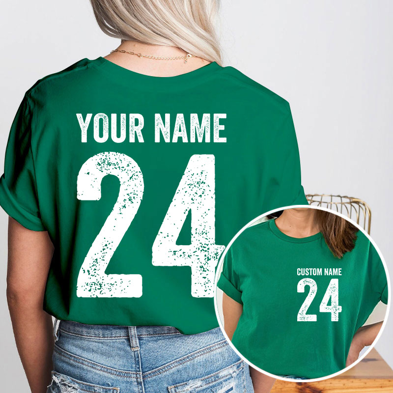 Name And Back Number Teacher Two Sided T-Shirt