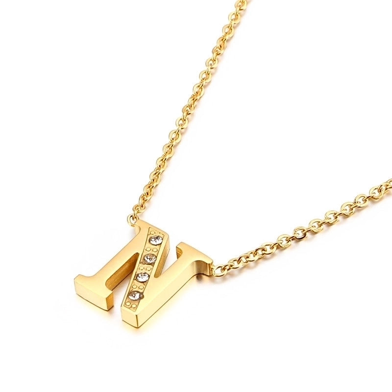 Letter Titanium Steel 18K Gold Plated Necklace