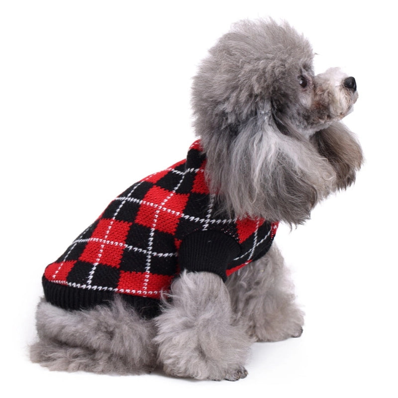 Minimalist British Style Polyester Plaid Pet Clothing