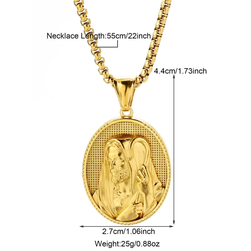 Modern Style Classic Style Portrait Cross Solid Color 304 Stainless Steel 18K Gold Plated Round Pendant Necklace