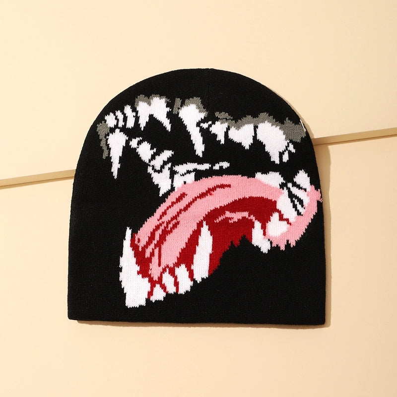 Unisex Retro Funny Printing Grimace Eaveless Wool Cap