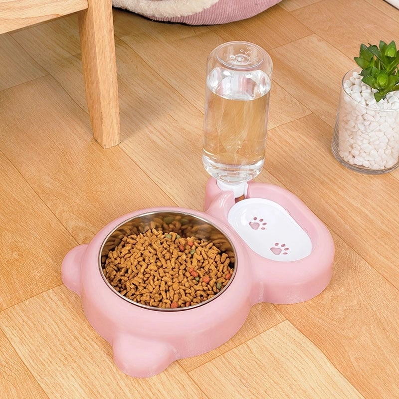 Pet Bowl Small Panda Bowl Pet Stainless Steel Dog Bowl Dog Double Bowl Automatic Feeding Drinker Manufacturers