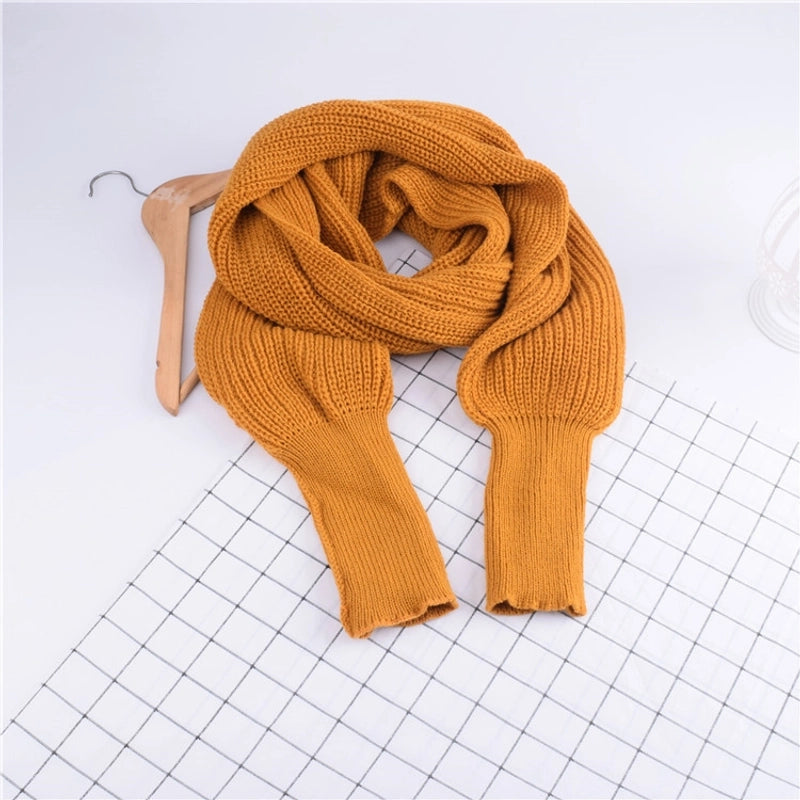 Autumn And Winter Wool Scarf Men And Women's Long Neck Shawl With Sleeves Knitted Scarf