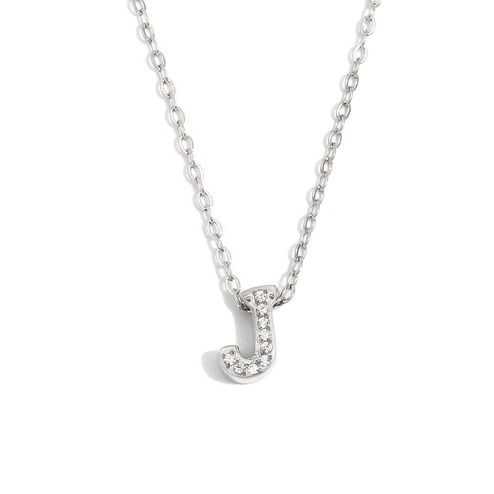 Fashionable And Simple 26 English Letter Pendant Stainless Steel Plated 18K Gold Diamond Small Letter Necklace For Women