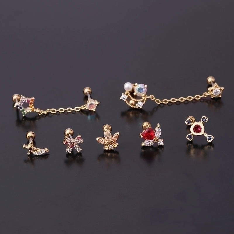 Ear Cartilage Rings & Studs Geometric Copper Plating Artificial Gemstones