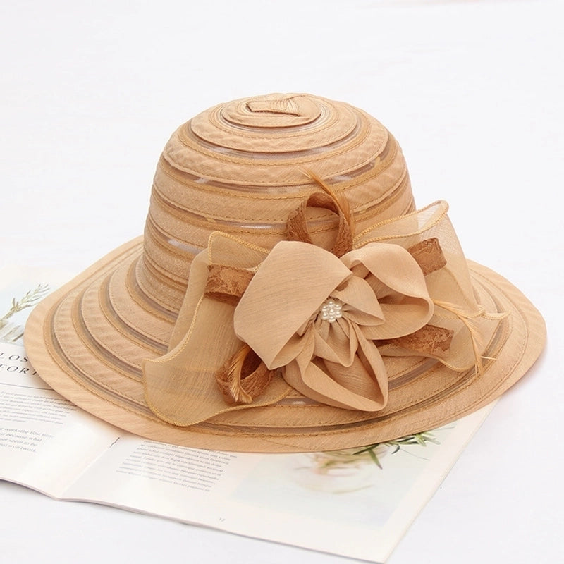 Women's Fashion Solid Color Flowers Flat Eaves Sun Hat
