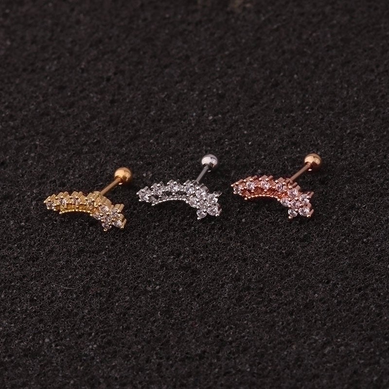 Ear Cartilage Rings & Studs Flower 316L Stainless Steel  Copper Zircon