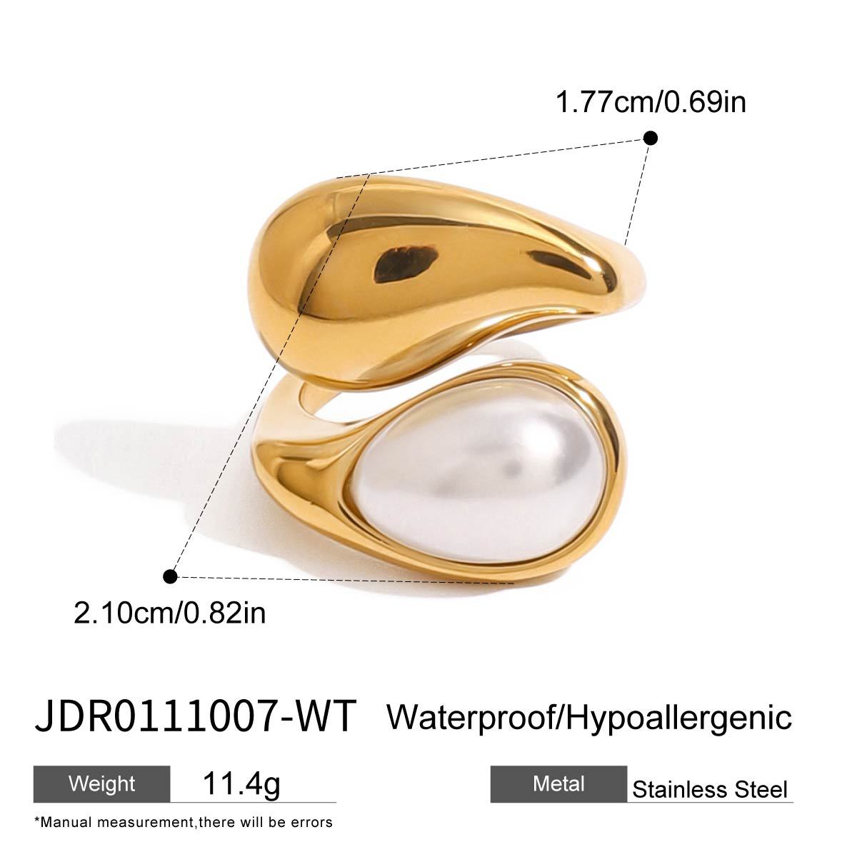 Jie Ding Stainless Steel Pearl Ring Titanium Steel Jewelry Niche Design Ring Ring