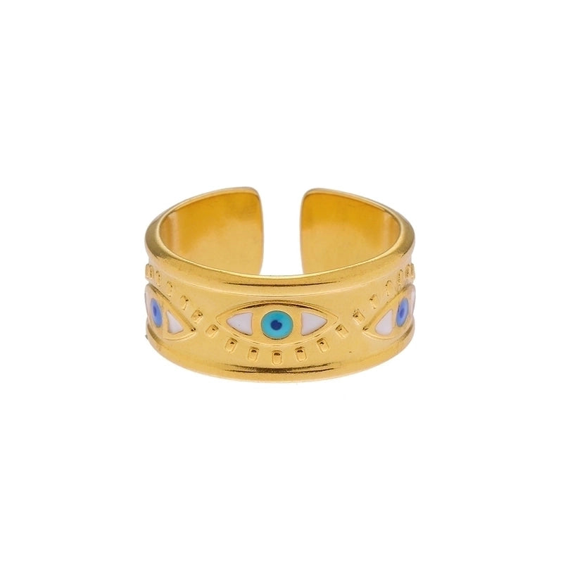 Vintage Style Color Block Stainless Steel 18K Gold Plated Plating Open Rings