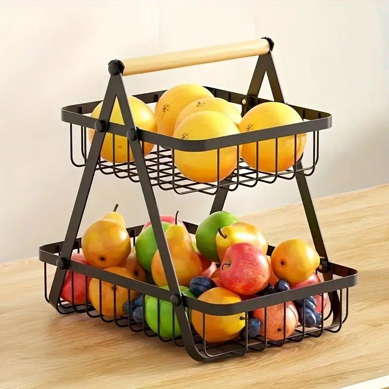 2 Tier Metalic Multi Purpose Storage Basket- Black(5322)