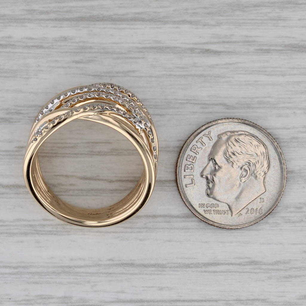 Cardow 0.75ctw Diamond Crossover Ring 14k Yellow Gold Size 7 Cocktail