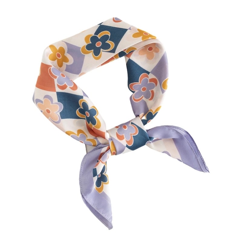 Women's Sweet Flower Polyester Silk Scarf