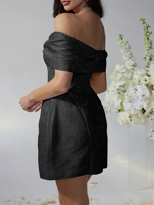 A-Line High Waisted Solid Color Off-The-Shoulder Mini Dresses