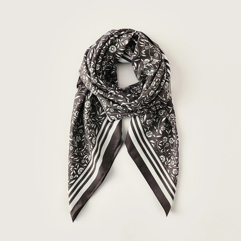 Women's  Flower Satin Silk Scarf