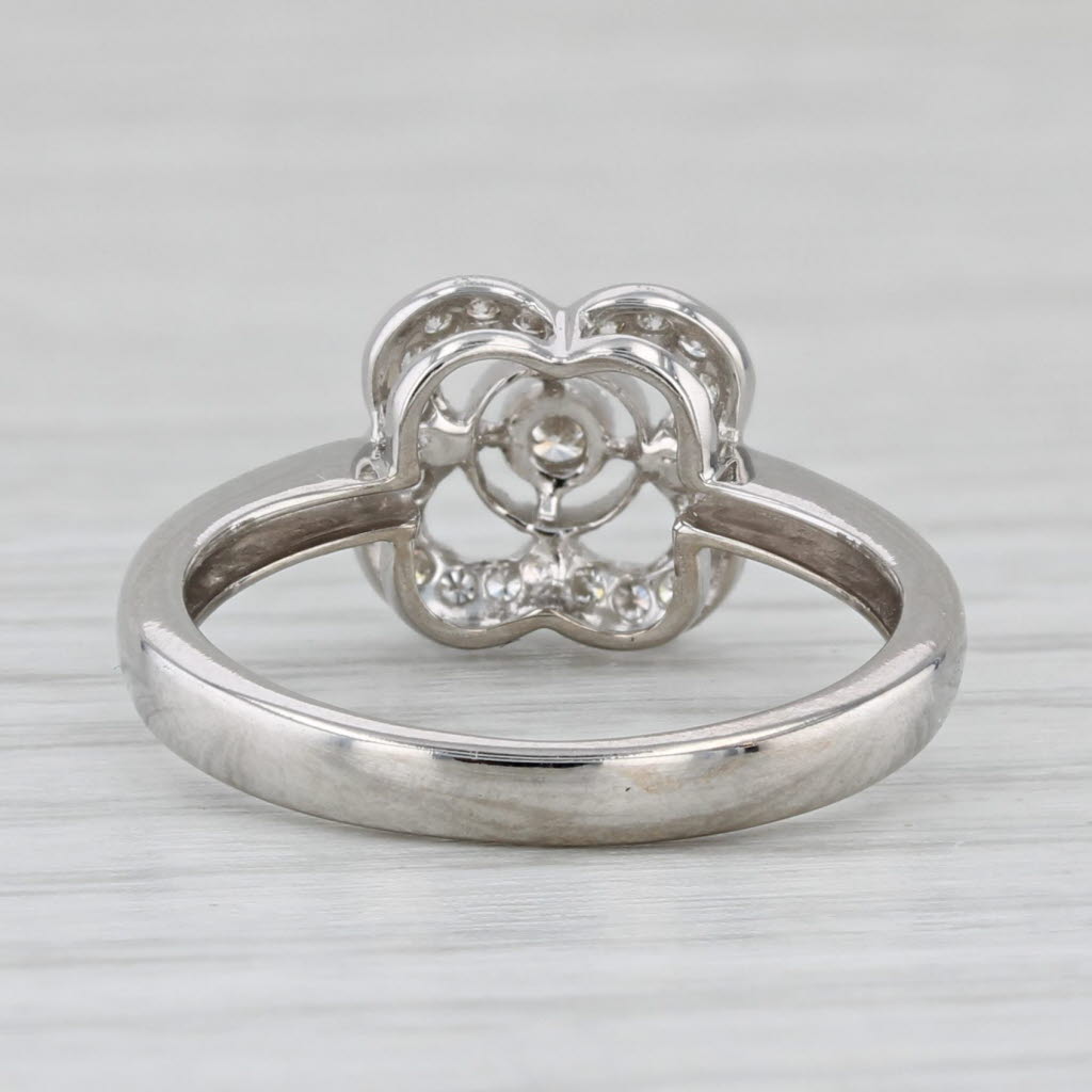 0.12ctw Diamond Flower Ring 14k White Gold Size 5.5