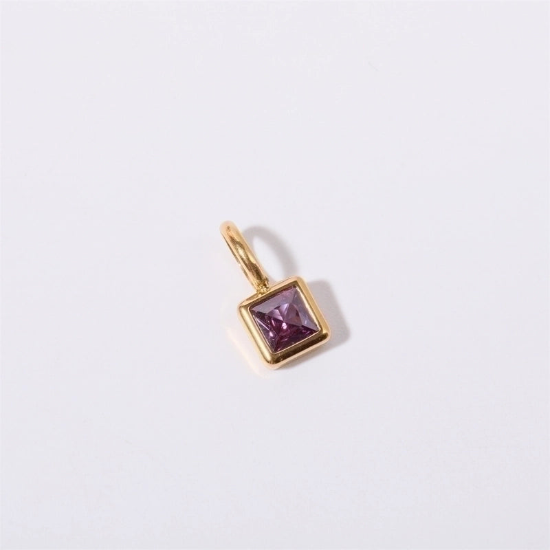 201 Stainless Steel 304 Stainless Steel Glass Minimalist Diamond Geometric Square Pendant Necklace