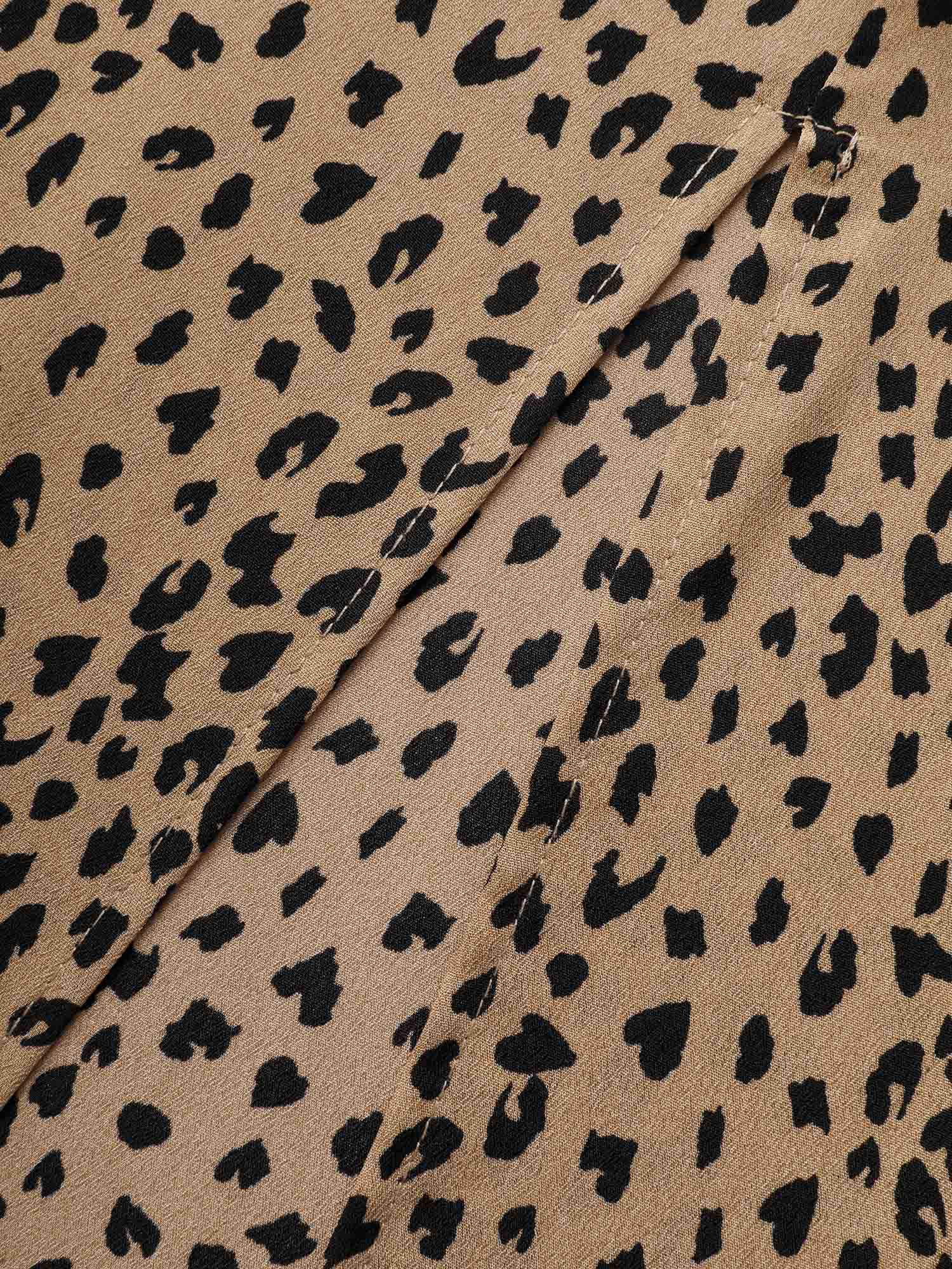 Leopard Print Heart Neckline Split Side Dress