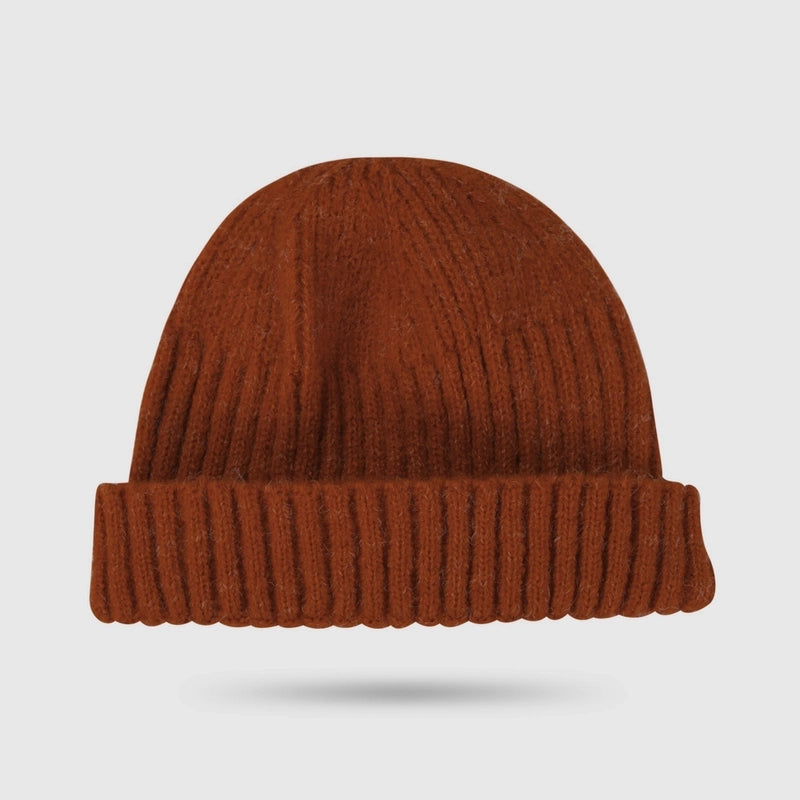 Unisex Minimalist Stripe Solid Color Crimping Wool Cap