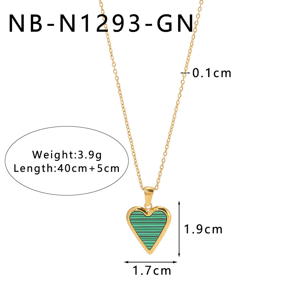 Ins18K Gold Stainless Steel Necklace Mother-Of-Pearl Natural Stone Pendant Clavicle Chain For Women