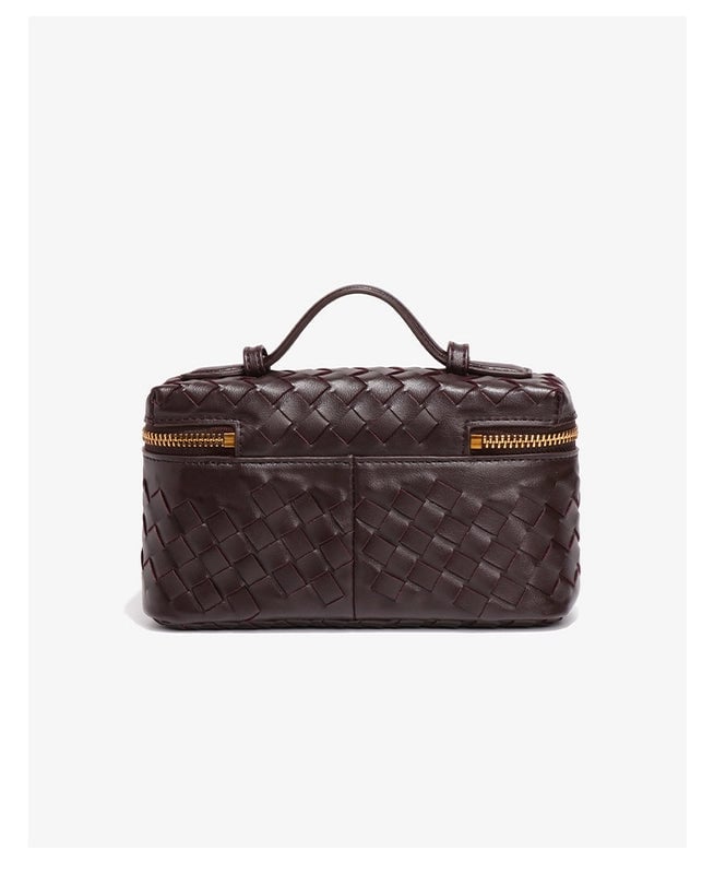 Women's PU Solid Color Classic Style Streetwear Weave Square Zipper Shoulder Bag Handbag