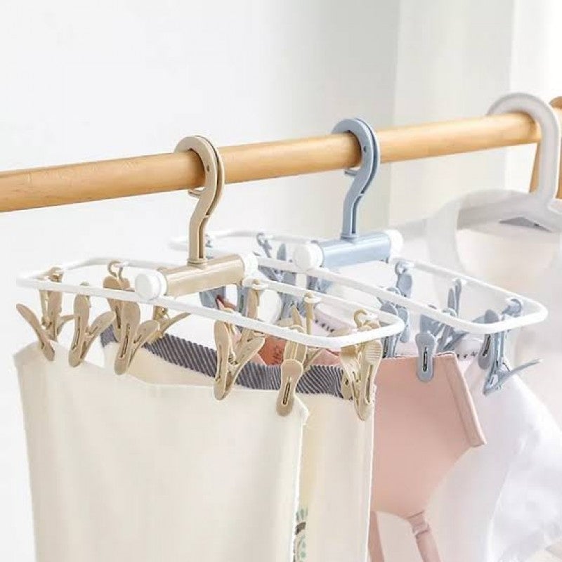 Foldable Baby Clothing & Laundry Hanger 12 Clips