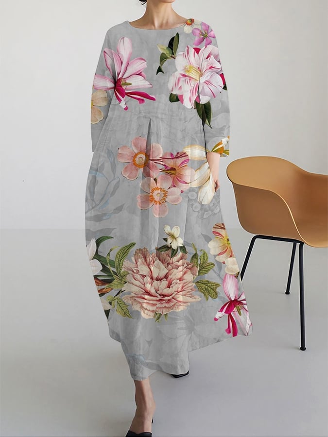Women's Art Floral Design Casual Loose Dress