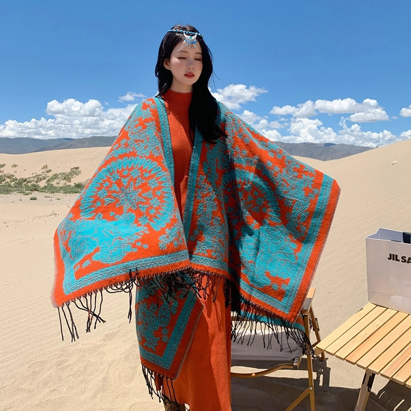 Women's Retro Ethnic Style Printing Acrylic Shawl