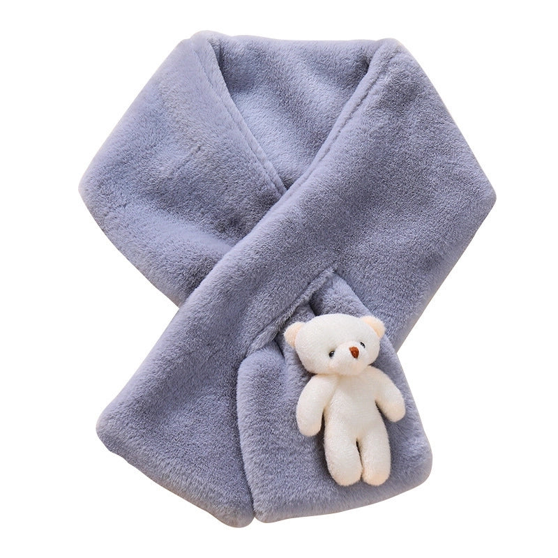 Women's Scarf Winter Versatile Plush Thickened Scarf  Solid Color Fur Collar Girl Cute Rex Rabbit Fur Scarf