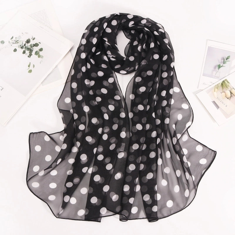 Women's Elegant Basic Minimalist Polka Dots Georgette Printing Silk Scarf