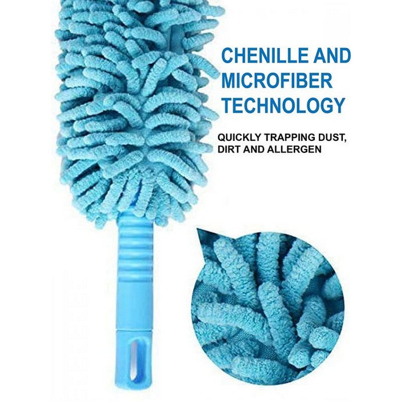 Foldable Multipurpose Microfiber Ceiling Fan Duster. Telescopic Pole Handle Flexible Brush