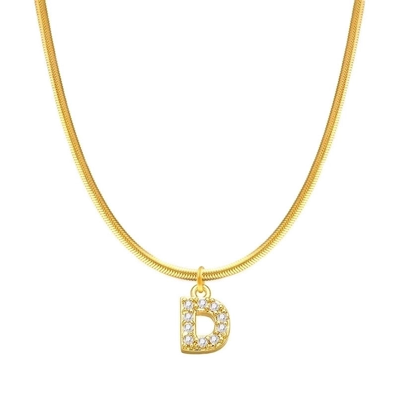 304 Stainless Steel Copper Retro Classic Style Inlay Letter Zircon Pendant Necklace