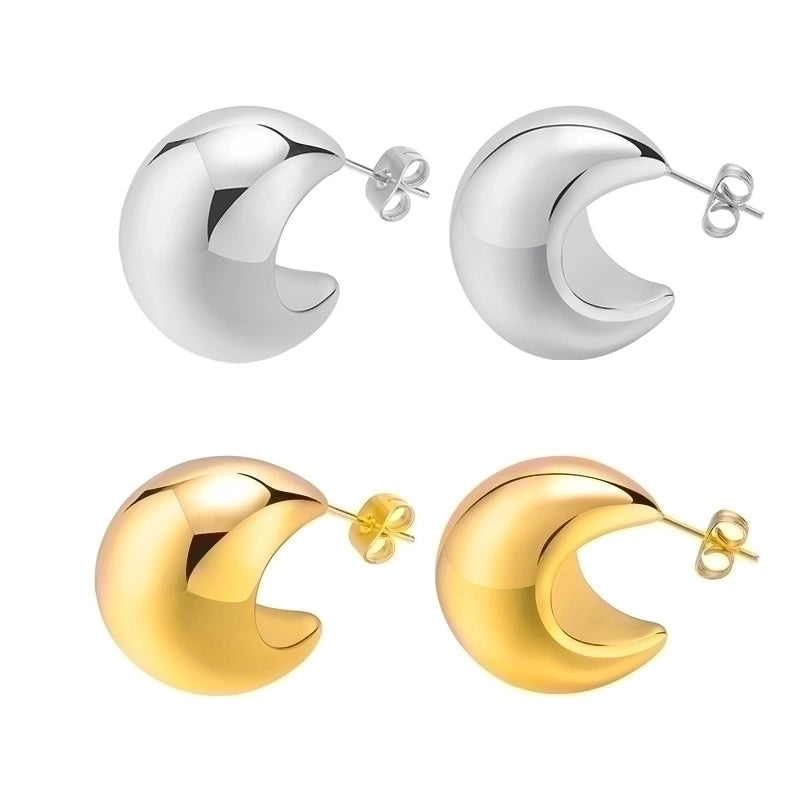 1 Pair Minimalist Solid Color Plating Stainless Steel 18k Gold Plated Ear Studs