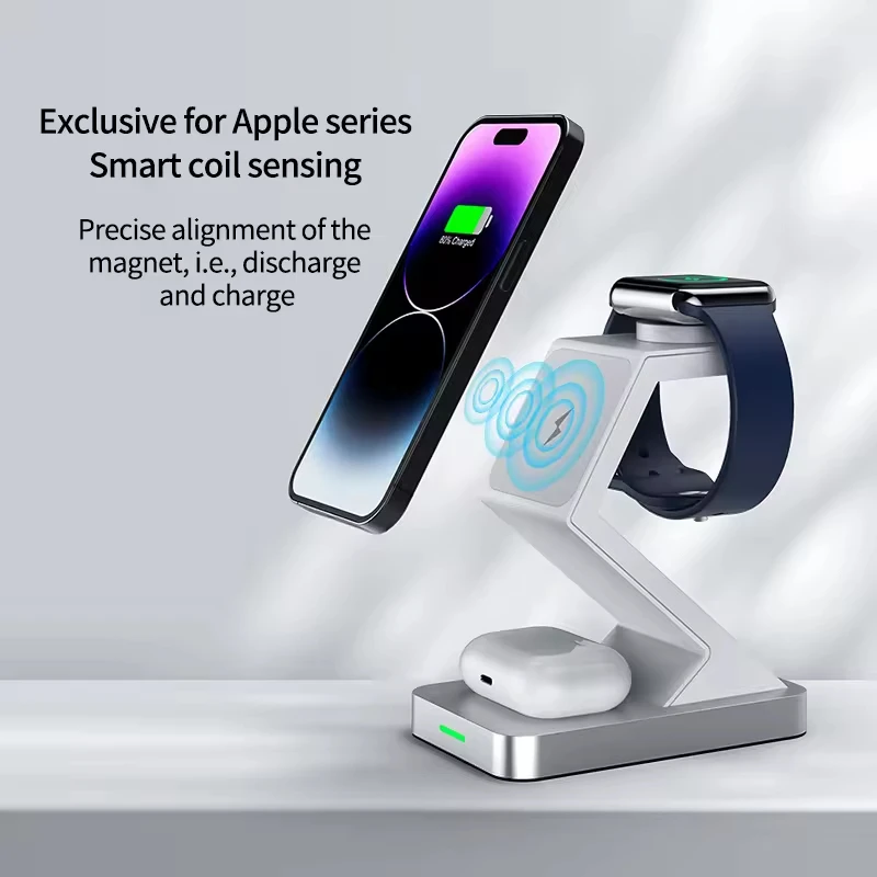 15W Fast Portable Charging Station For Watch Magnetic Quick Charging Custom Logo Wireless Charger