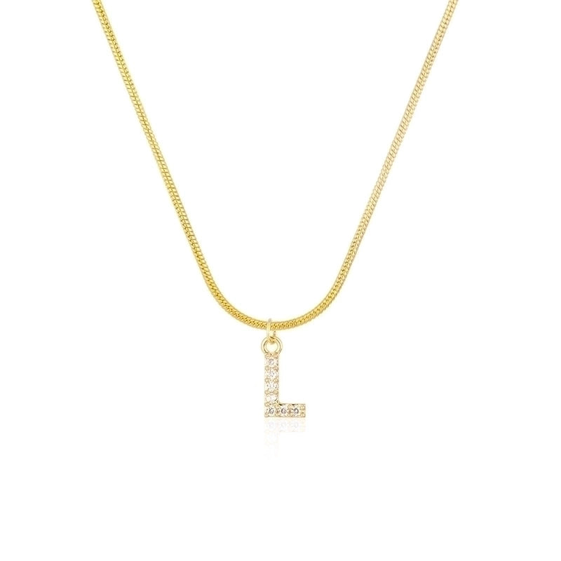 304 Stainless Steel Copper Classic Style Inlay Letter Zircon Pendant Necklace