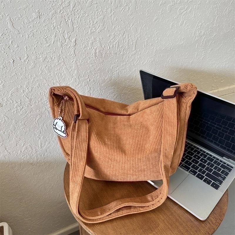 Women's All Seasons Canvas Solid Color Vintage Style Square Zipper Shoulder Bag