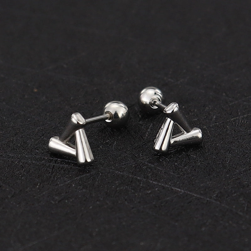 1 Piece Cute Minimalist Geometric Animal Crown Plating Titanium Steel Ear Studs