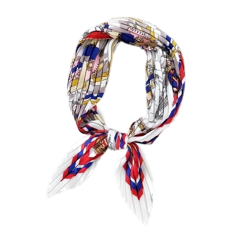 Korean Pleated Silk Square Scarf