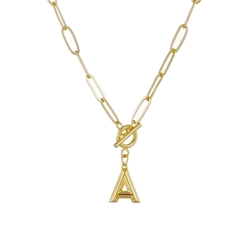 Copper 14K Gold Plated Fashion Plating Letter Pendant Necklace