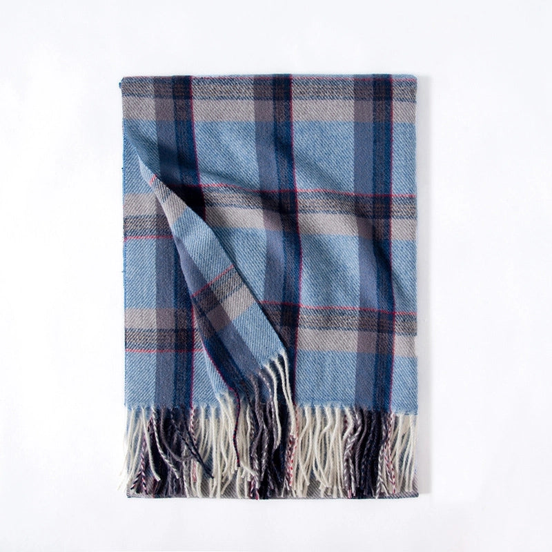 Unisex Vintage Style Minimalist Plaid Polyester Scarf
