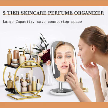 2 Tier Metal Perfume Skincare Cosmetics Organizer Rack