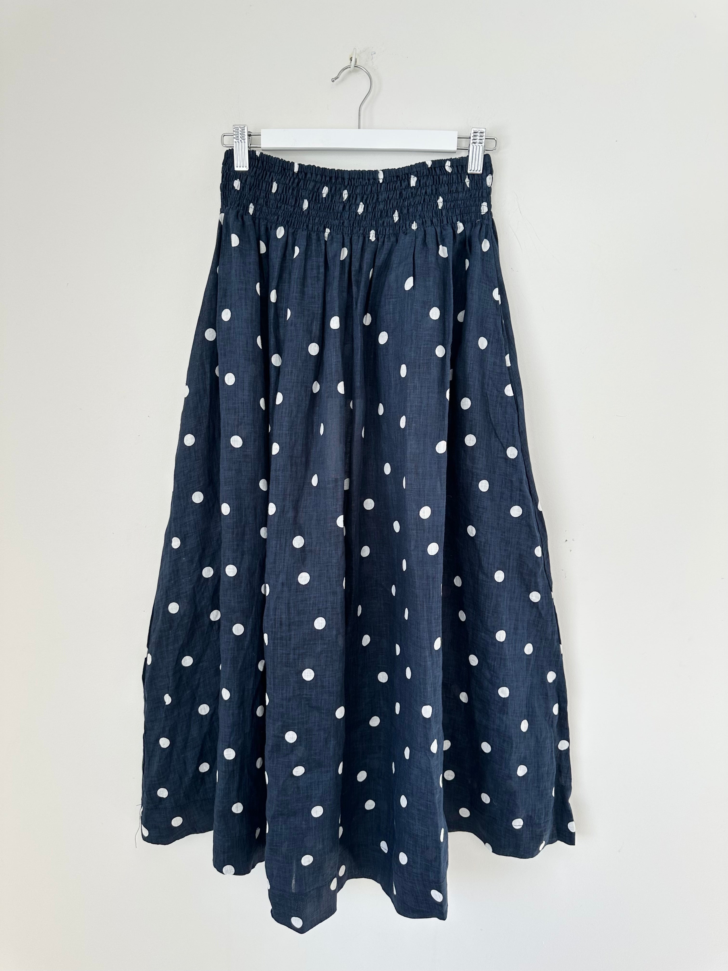 lulu skirt - navy spot linen
