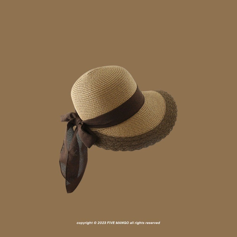 Women's Vacation Minimalist Letter Solid Color Big Eaves Straw Hat