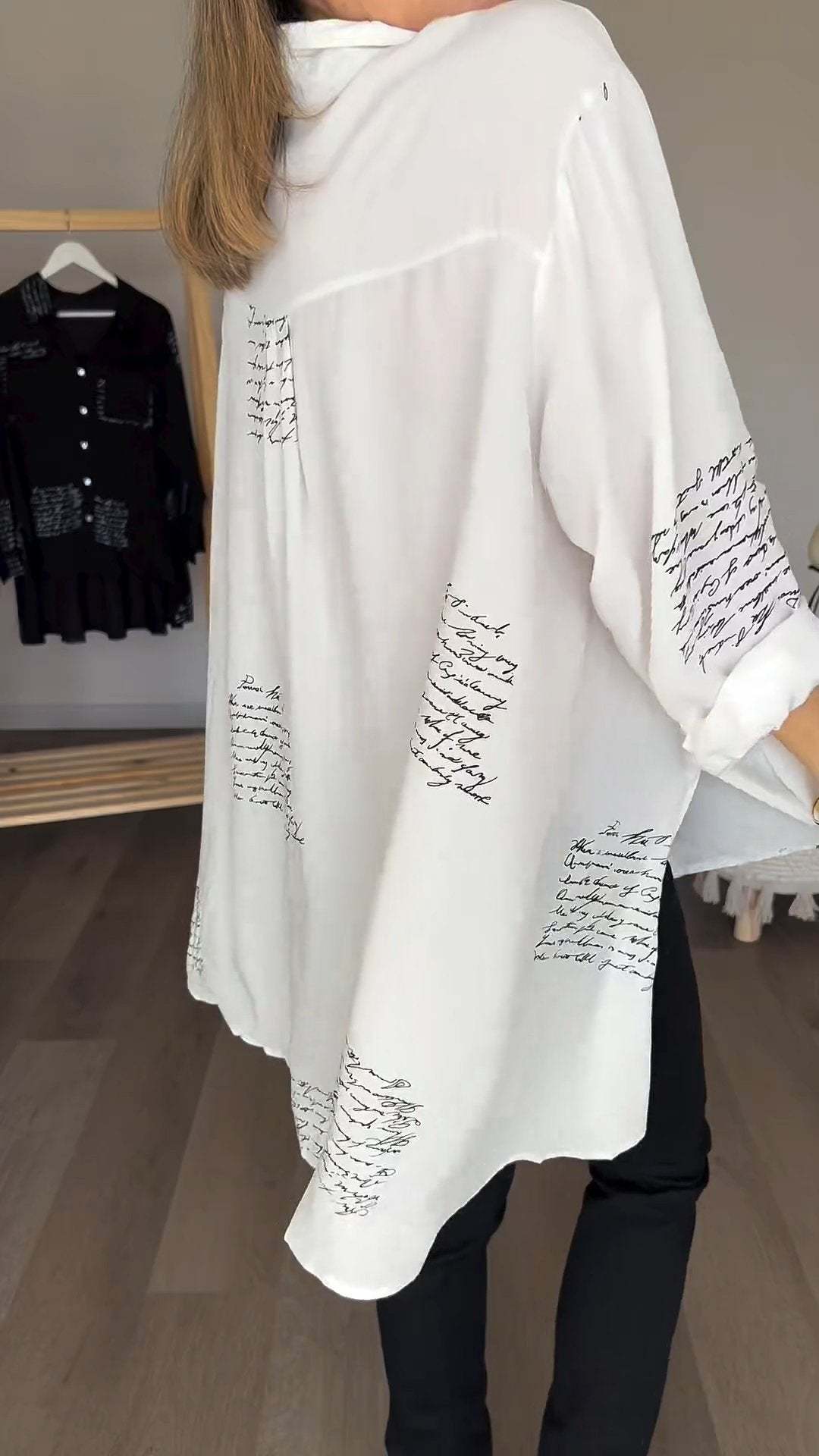 Camisa Con Solapa De Moda Con Estampado De Letras (Compra 2 Envío Gratis)