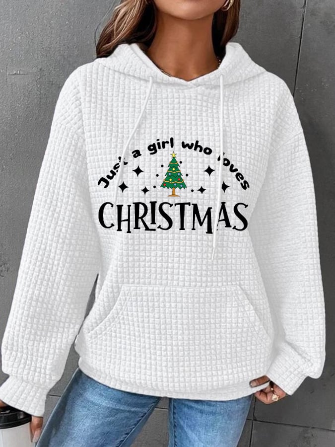 Women's Just A Girl Who Loves Christmas Waffle Hoodie