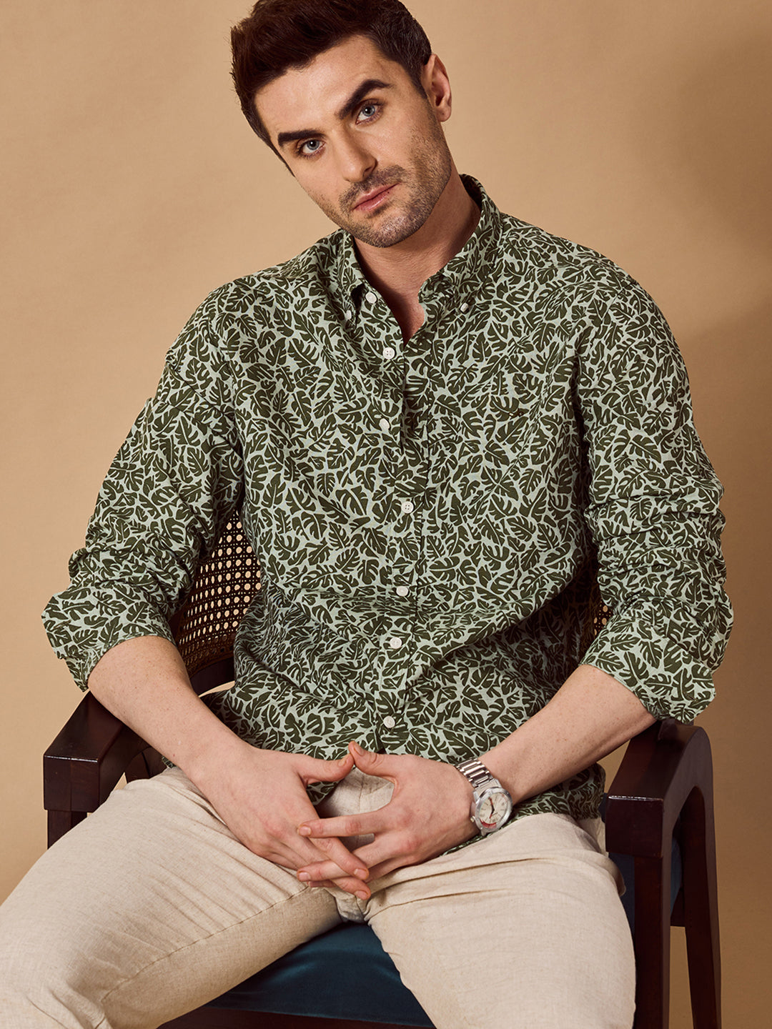 Men Green Casual Shirt (COVE)