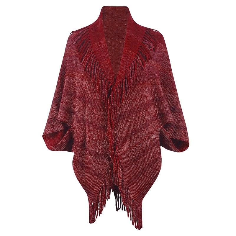 Women's Casual Minimalist Stripe Knit Tassel Shawl