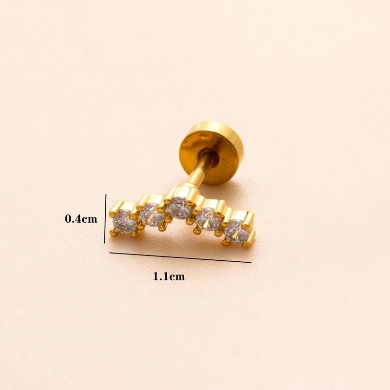 1 Piece Ear Cartilage Rings & Studs Minimalist Classic Style Heart Shape Snake Butterfly Copper Polishing Inlay Zircon 18K Gold Plated Ear Cartilage Rings & Studs