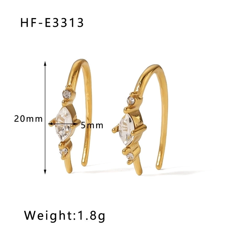 1 Pair Classic Style U Shape Crown Butterfly Plating Inlay Stainless Steel Artificial Pearls Rhinestones Zircon 18K Gold Plated Earrings